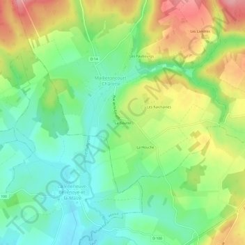 La Goutte地形图、海拔、地势