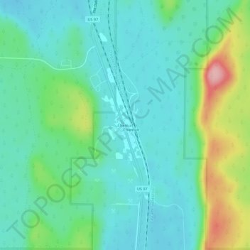 Chemult地形图、海拔、地势