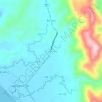 Fragante地形图、海拔、地势