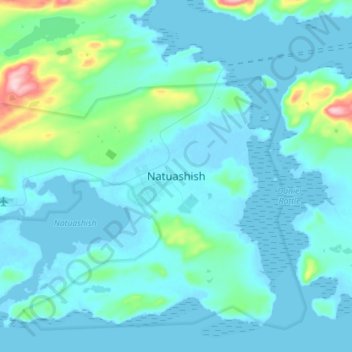 Natuashish地形图、海拔、地势