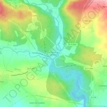 El Puente de Sanabria地形图、海拔、地势