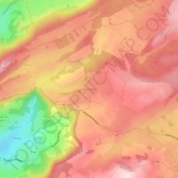 Le Tilleret地形图、海拔、地势