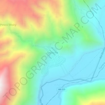 Secocha地形图、海拔、地势