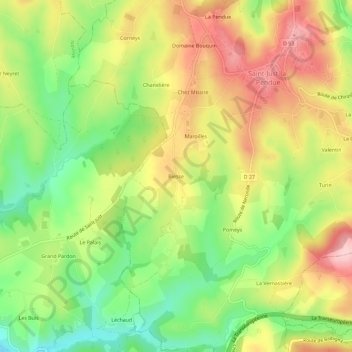 Biesse地形图、海拔、地势