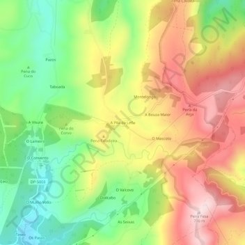 A Pila da Leña地形图、海拔、地势