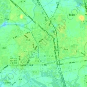 阿公店地形图、海拔、地势