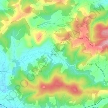 Omoño地形图、海拔、地势