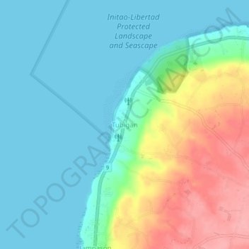 Tubigan地形图、海拔、地势