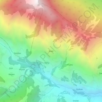 Guad地形图、海拔、地势