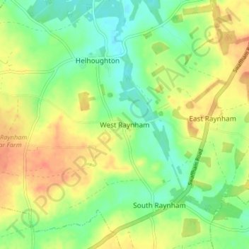 West Raynham地形图、海拔、地势