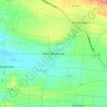 Klein Biewende地形图、海拔、地势