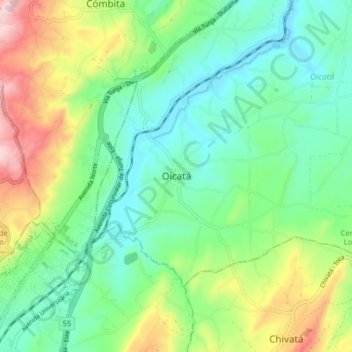 Oicatá地形图、海拔、地势