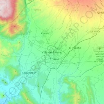 Villa de Álvarez地形图、海拔、地势