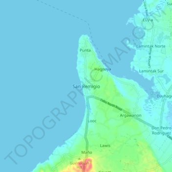 San Remigio地形图、海拔、地势