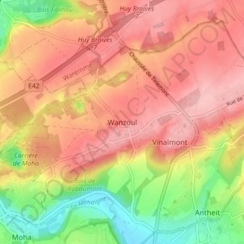 Wanzoul地形图、海拔、地势