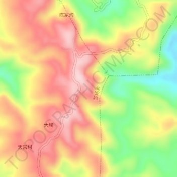 草坝场地形图、海拔、地势