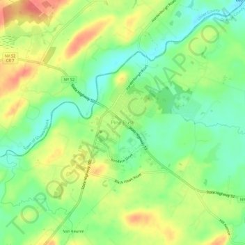 Pine Bush地形图、海拔、地势