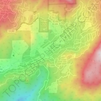 Idyllwild地形图、海拔、地势