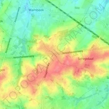 Goudveerdegem地形图、海拔、地势