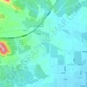 六甲房村地形图、海拔、地势