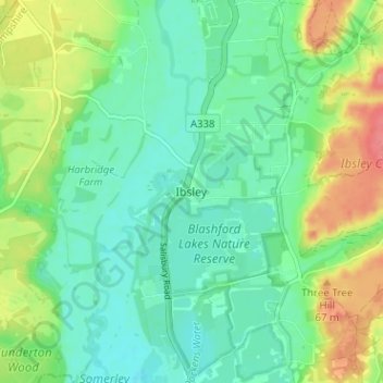 Ibsley地形图、海拔、地势