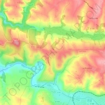 Canitrot地形图、海拔、地势
