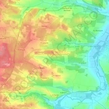A Las Cassagnoles地形图、海拔、地势