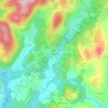 Les Fargettes地形图、海拔、地势