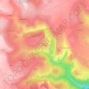 Peyrusse-le-Château地形图、海拔、地势