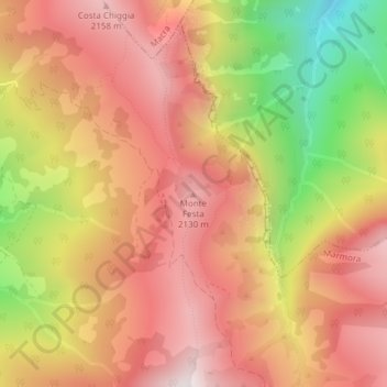Monte Festa地形图、海拔、地势
