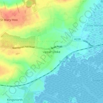 Upper Stoke地形图、海拔、地势