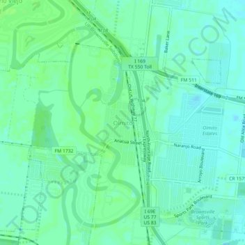 Olmito地形图、海拔、地势