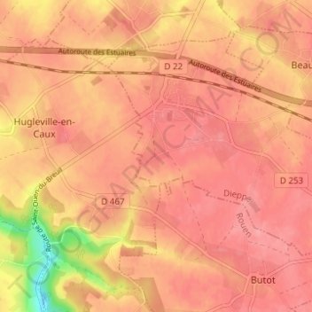 Le Breuil地形图、海拔、地势