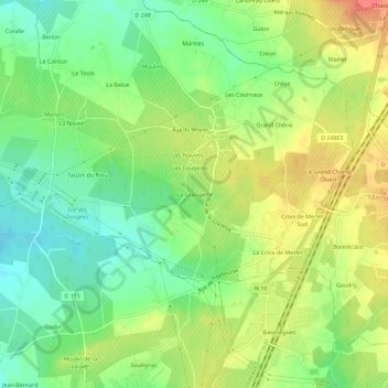 La Grangette地形图、海拔、地势