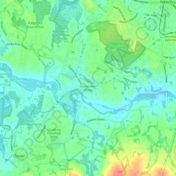 Charles River Village地形图、海拔、地势