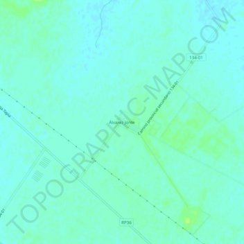 Álvarez Jonte地形图、海拔、地势