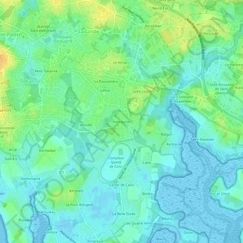 Kercourse地形图、海拔、地势