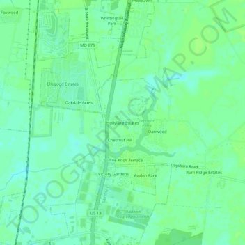 Hollylake Estates地形图、海拔、地势