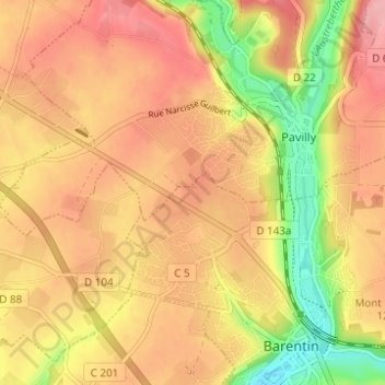 Le Matre地形图、海拔、地势