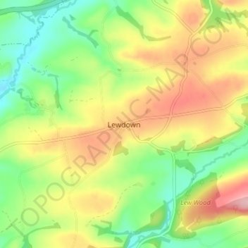 Lewdown地形图、海拔、地势
