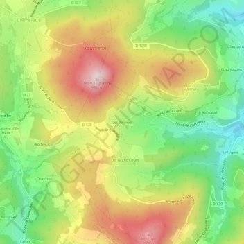 Les Terriers地形图、海拔、地势