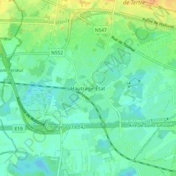 Hautrage-État地形图、海拔、地势
