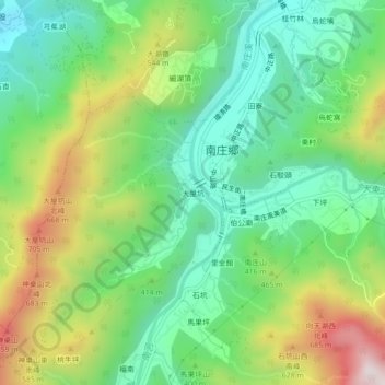 大屋坑地形图、海拔、地势