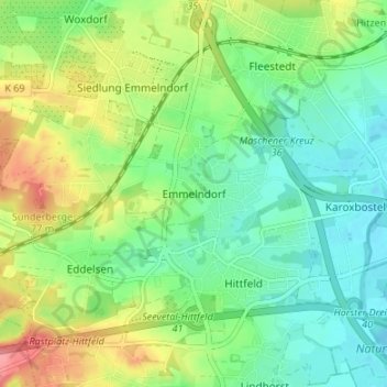 Emmelndorf地形图、海拔、地势