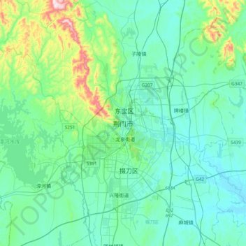 荆门市地形图、海拔、地势