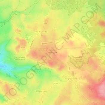 Petit-Villard地形图、海拔、地势