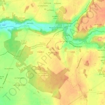 Boudainville地形图、海拔、地势