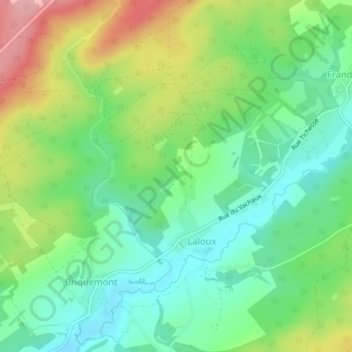 Les Fosses地形图、海拔、地势