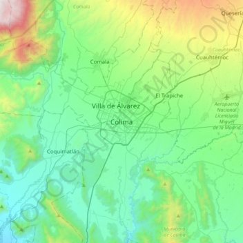 Colima地形图、海拔、地势