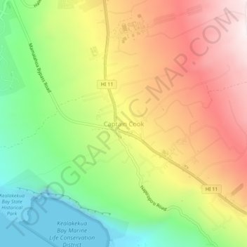 Captain Cook地形图、海拔、地势